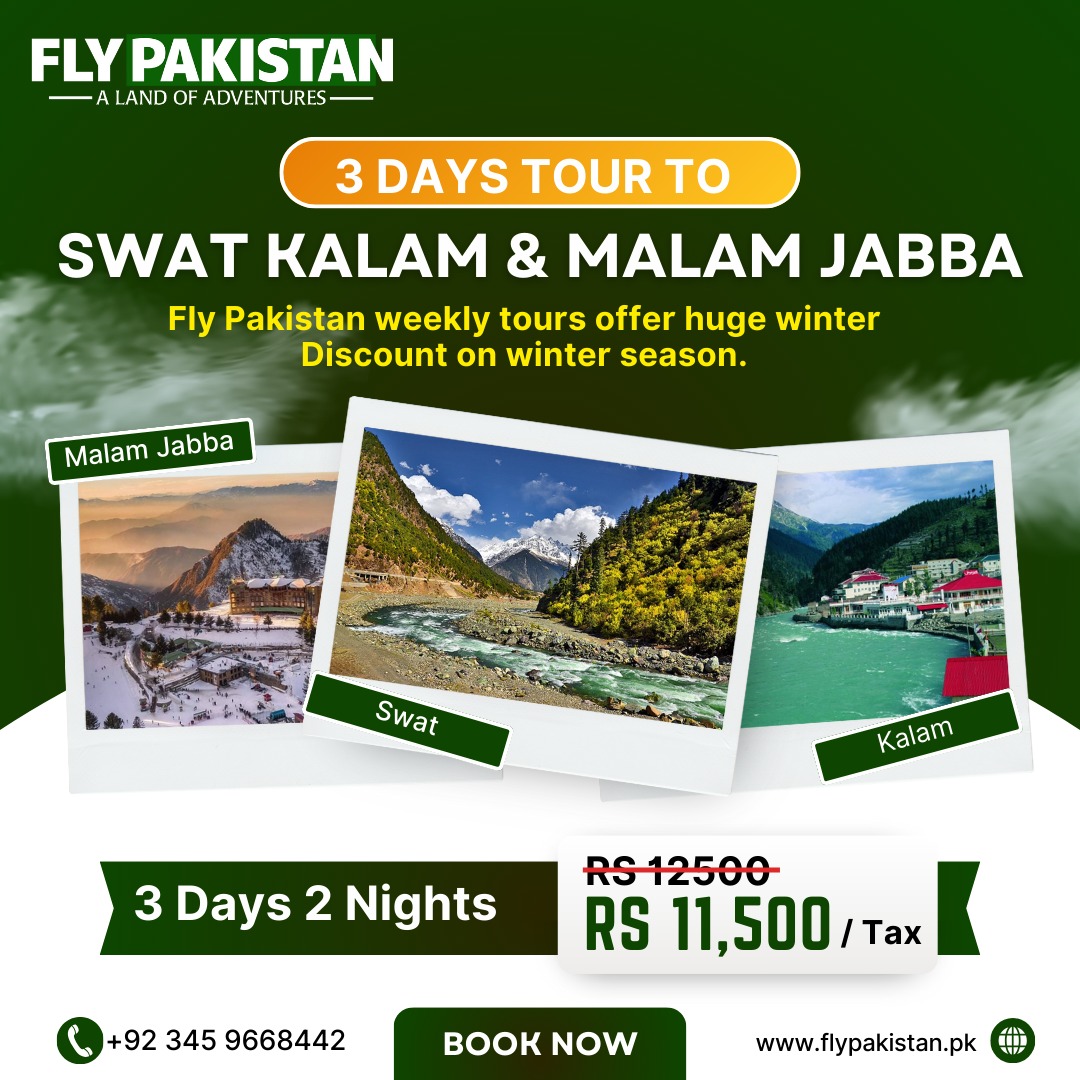 Book Deal 3 Days winter tour to Swat Kalam and Malam Jabba January 2024